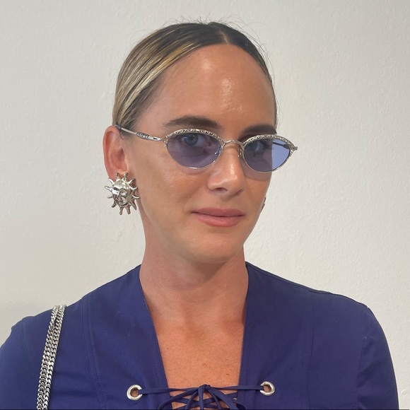 Authentic Jean Paul Gaultier Blue Lens Sunglasses 56-0003 with case - Picture 2 of 10